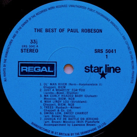 Paul Robeson : The Best Of Paul Robeson (LP, Comp, Fli)