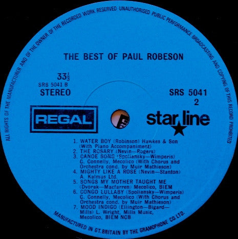 Paul Robeson : The Best Of Paul Robeson (LP, Comp, Fli)