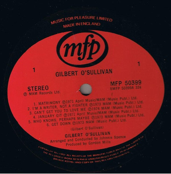 Gilbert O'Sullivan : Gilbert O'Sullivan (LP, Comp)