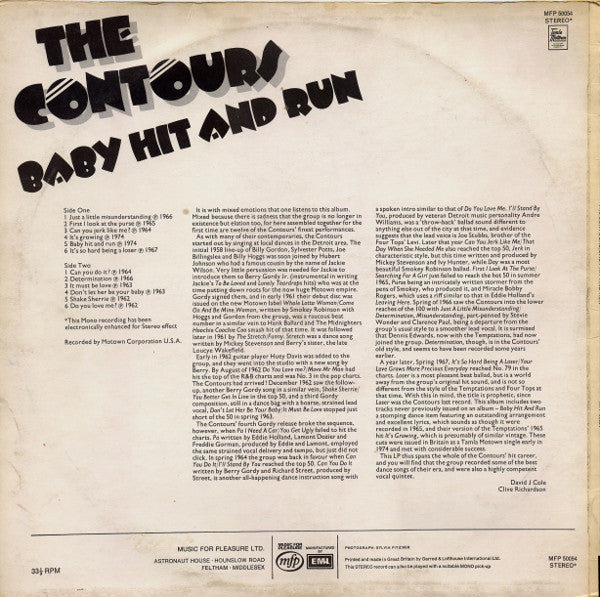 The Contours : Baby Hit And Run (LP, Comp)