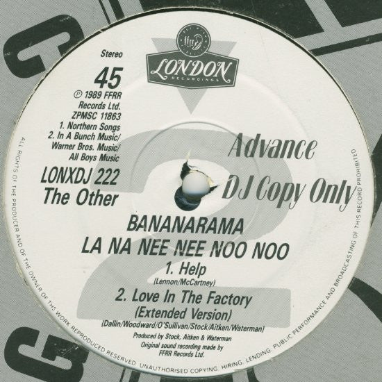 Bananarama - Lananeeneenoonoo : Help (12", Single, Promo)