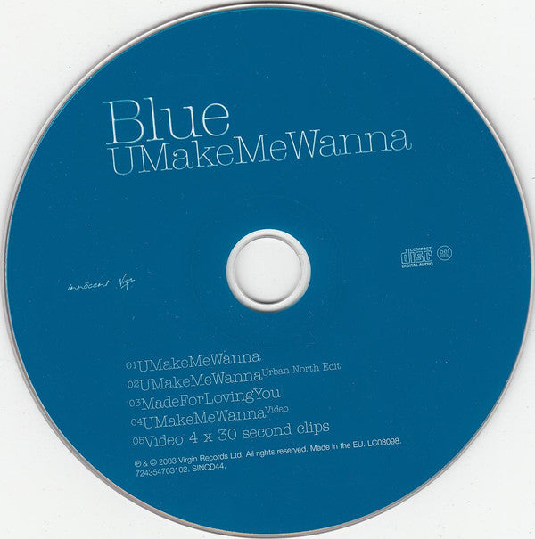Blue (5) : UMakeMeWanna (CD, Single, Enh)