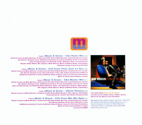 Mark Morrison : Moan & Groan (CD, Single, CD1)