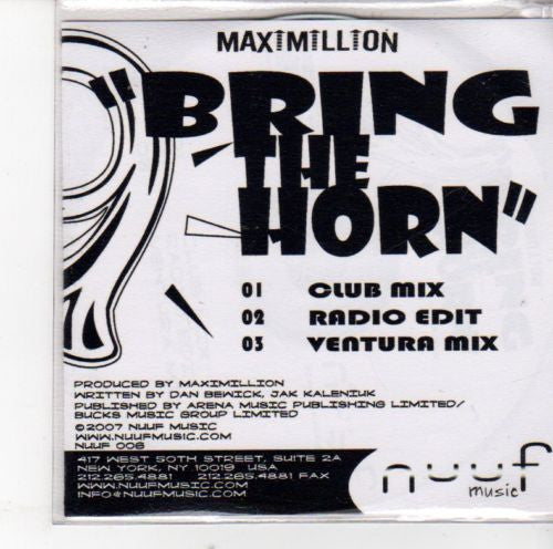 Maximillion (4) : Bring The Horn (CDr, Single, Promo)
