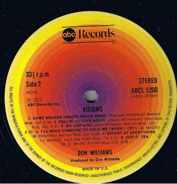Don Williams (2) : Visions (LP, Album)