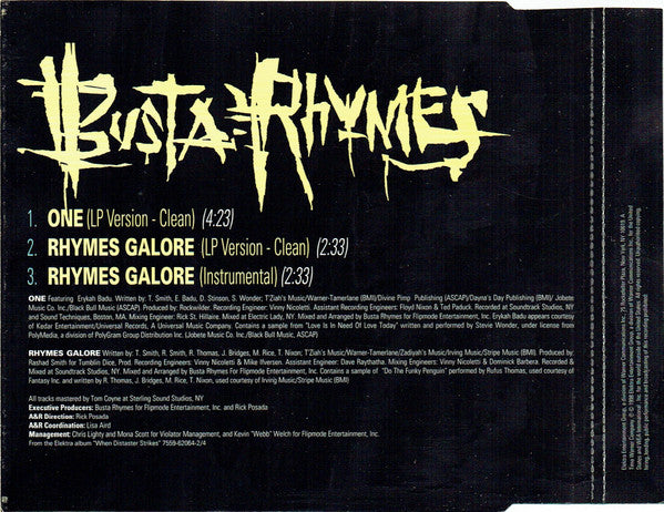 Busta Rhymes Featuring Erykah Badu : One (CD, Single)