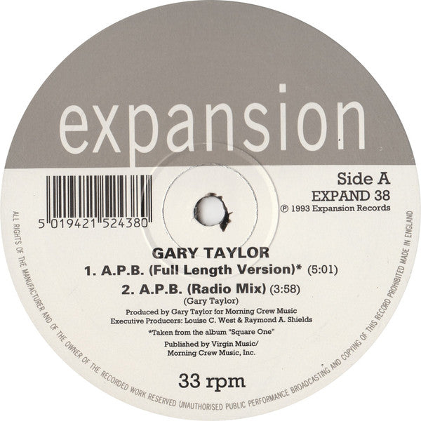 Gary Taylor : A.P.B. (12")