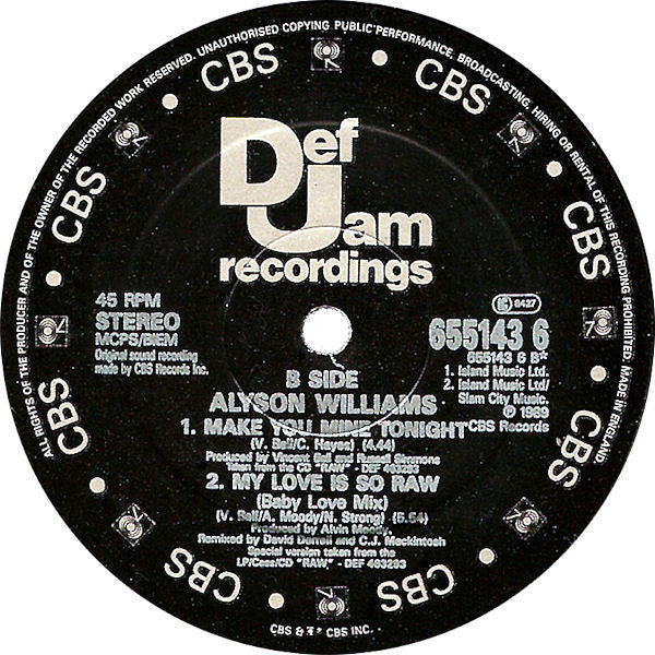 Alyson Williams : I Need Your Lovin' (Extended Remix) (12")
