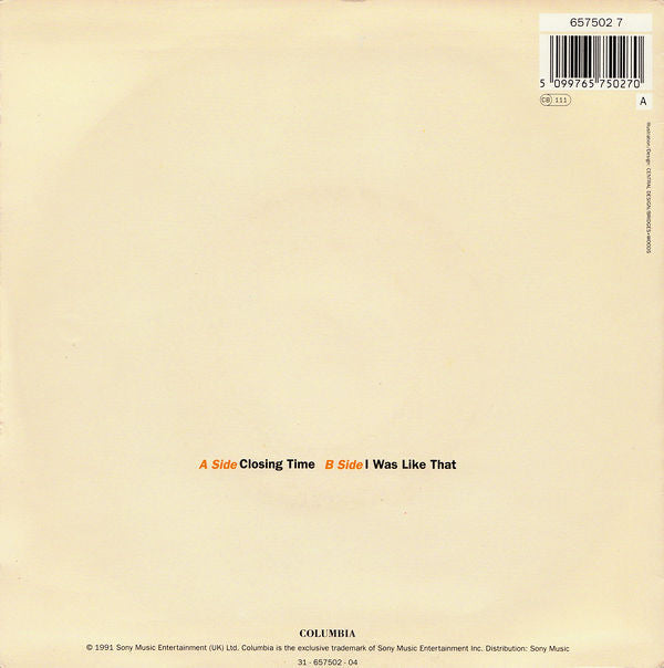 Deacon Blue : Closing Time (7", Single)