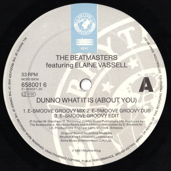 The Beatmasters Featuring Elaine Vassell : Dunno What It Is (About You) (12")