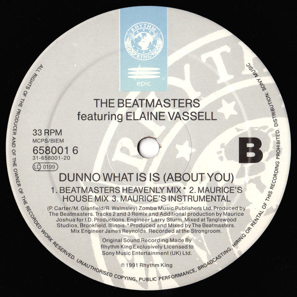 The Beatmasters Featuring Elaine Vassell : Dunno What It Is (About You) (12")