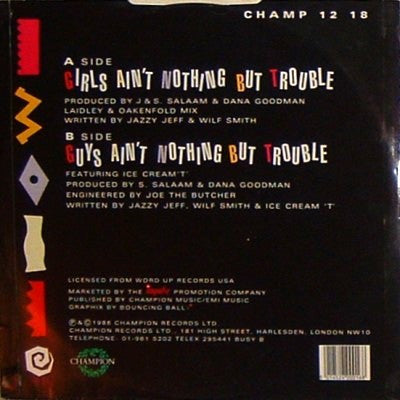 DJ Jazzy Jeff & The Fresh Prince : Girls Ain't Nothing But Trouble (12", Single)