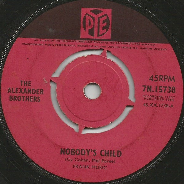 The Alexander Brothers : Nobody's Child (7", Single, Pus)