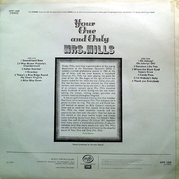 Mrs. Mills : Your One And Only (LP)