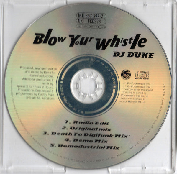 DJ Duke : Blow Your Whistle (CD, Maxi)