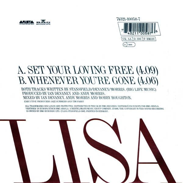 Lisa Stansfield : Set Your Loving Free (7", Single)