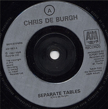 Chris de Burgh : Separate Tables (7", Single)