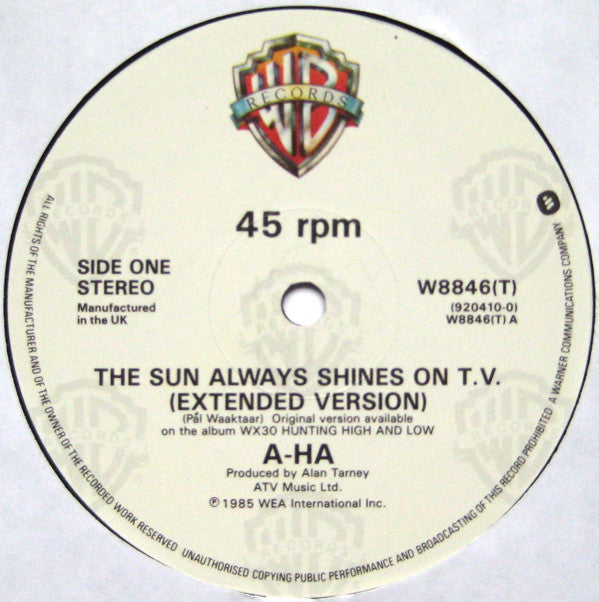 a-ha : The Sun Always Shines On T.V. (Extended Version) (12", Single)