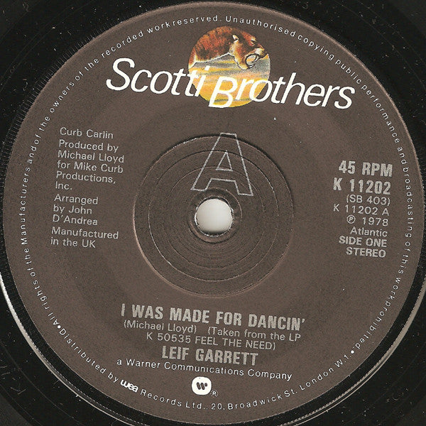 Leif Garrett : I Was Made For Dancin' (7", Single, Pic)