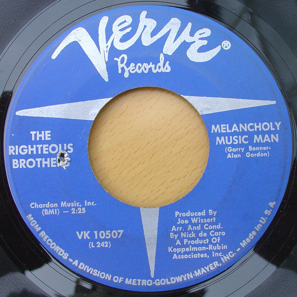 The Righteous Brothers : Melancholy Music Man / Don't Give Up On Me (7", Single)