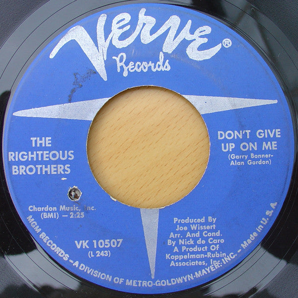 The Righteous Brothers : Melancholy Music Man / Don't Give Up On Me (7", Single)