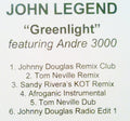 John Legend featuring Andre 3000 : Greenlight (CDr, Single, Promo)