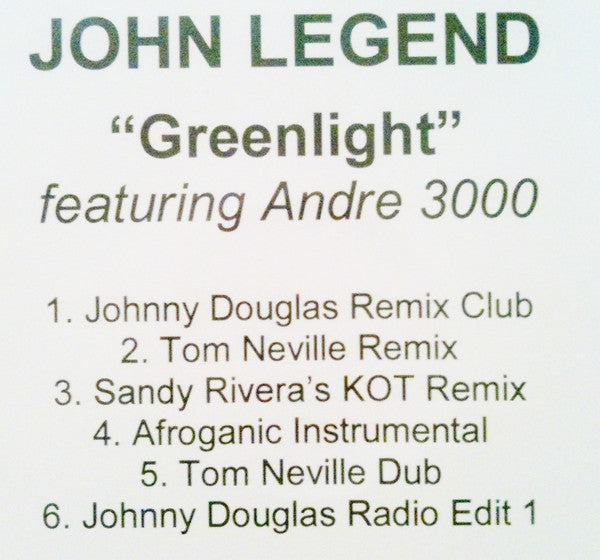 John Legend featuring Andre 3000 : Greenlight (CDr, Single, Promo)