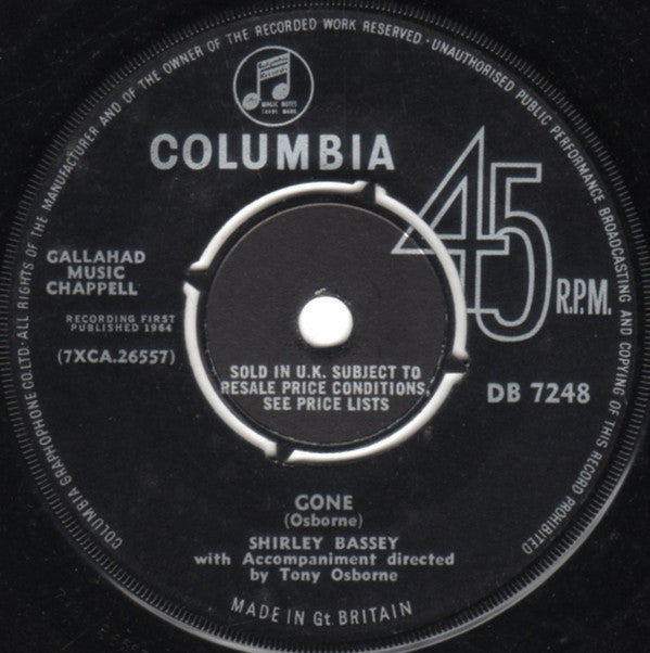 Shirley Bassey : Gone (7", Single)