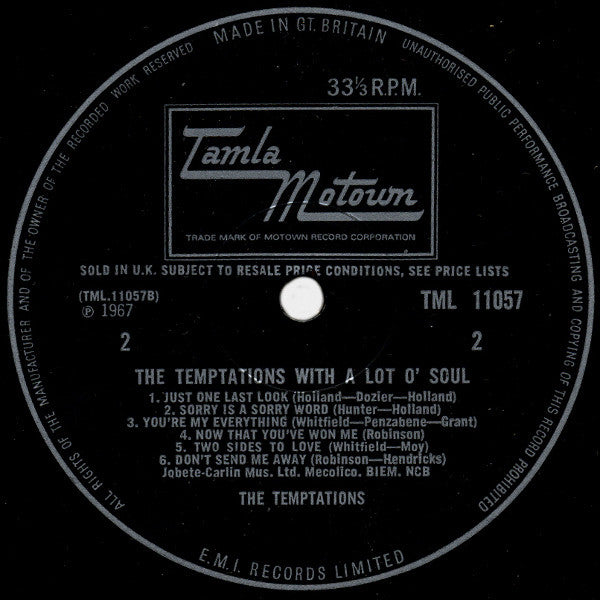 The Temptations : The Temptations With A Lot O' Soul (LP, Album, Mono)