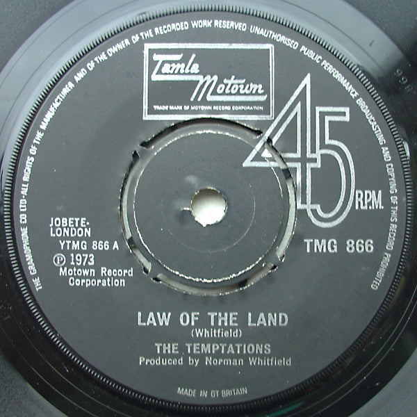 The Temptations : Law Of The Land  (7", Single)