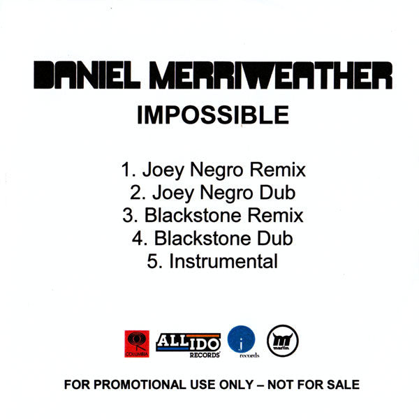 Daniel Merriweather : Impossible (CDr, Single, Promo)