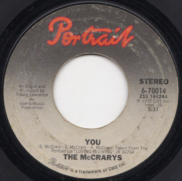 The McCrarys : You (7", Single, Styrene, Ter)
