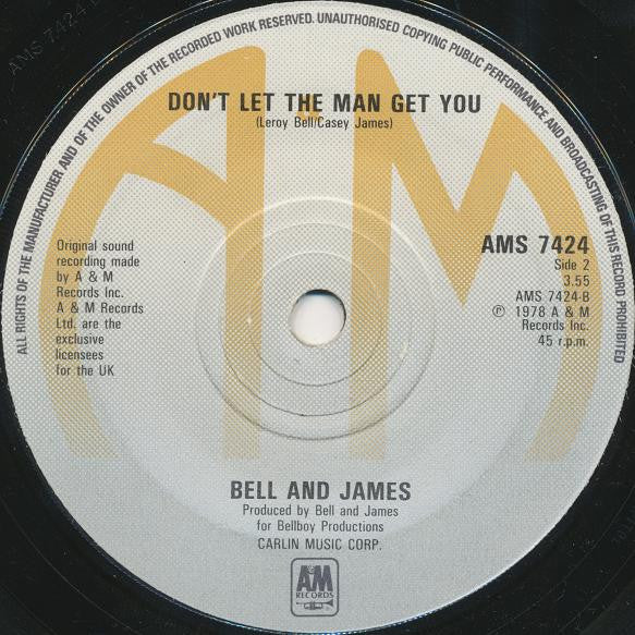 Bell & James : Livin' It Up (Friday Night) (7", Single)