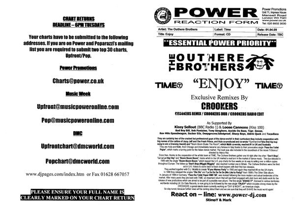 The Outhere Brothers : Enjoy (Exclusive Remixes By The CROOKERS) (CDr, Promo)