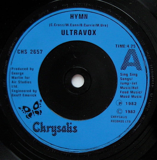 Ultravox : Hymn (7", Single, Blu)