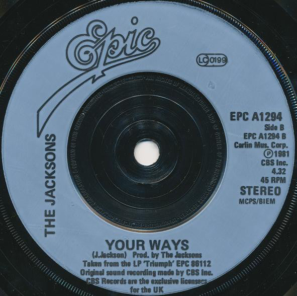 The Jacksons : Walk Right Now (7", Single, Blu)