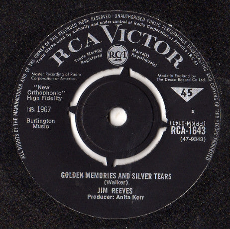 Jim Reeves : I Heard A Heart Break Last Night (7")