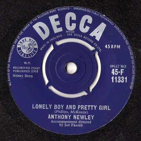Anthony Newley : And The Heavens Cried / Lonely Boy And Pretty Girl (7")