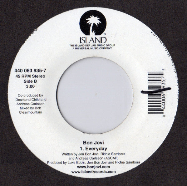 Bon Jovi : Everyday (7", Single, Jukebox)