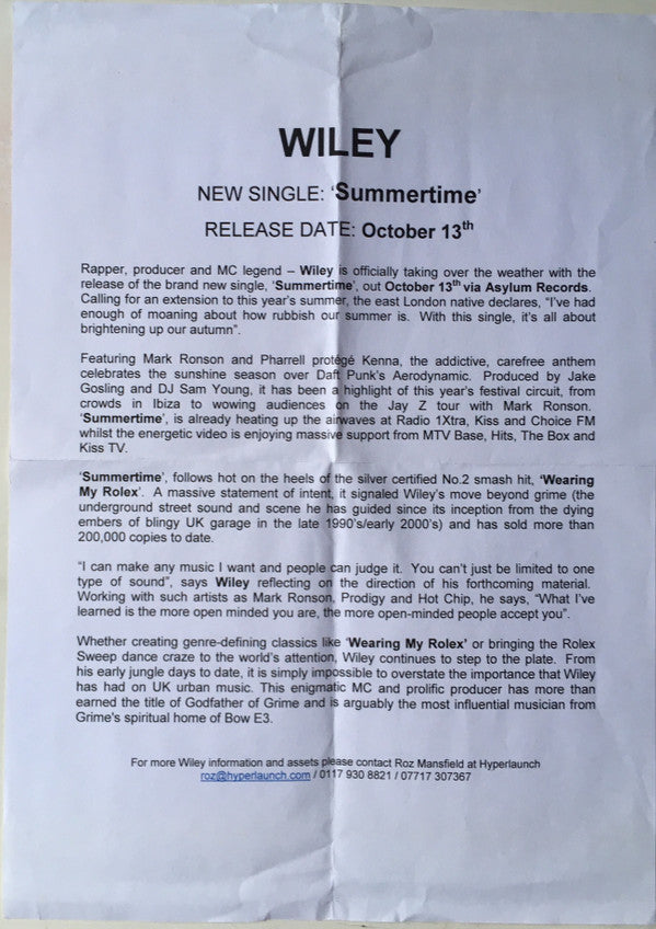 Wiley (2) : Summertime (The Remixes) (CDr, Single, Promo)