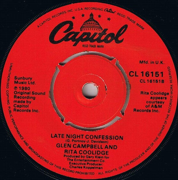 Glen Campbell And Rita Coolidge : Somethin' 'Bout You Baby I Like (7", Single)