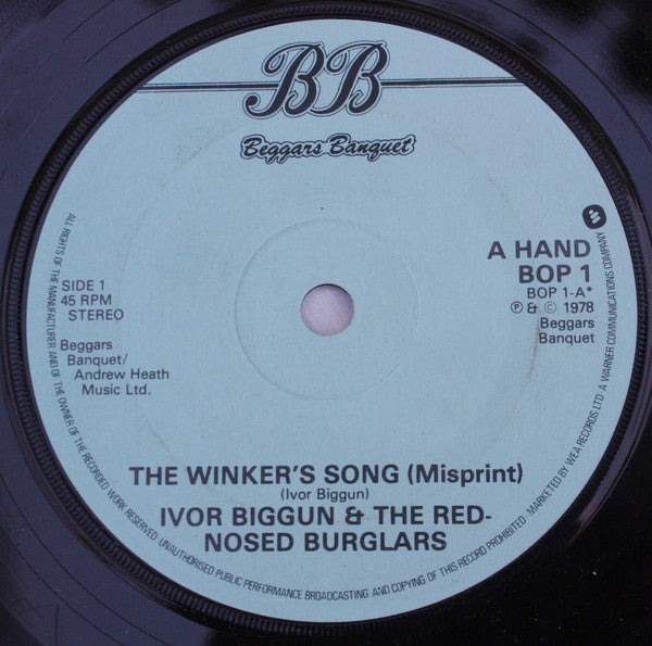 Ivor Biggun & The Red-Nosed Burglars : The Winker's Song (Misprint) (7", Single)