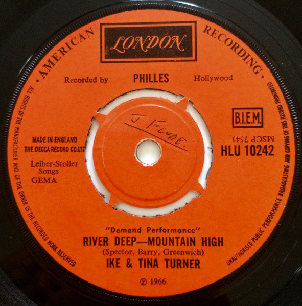 Ike & Tina Turner : River Deep - Mountain High / Save The Last Dance For Me (7", Single)