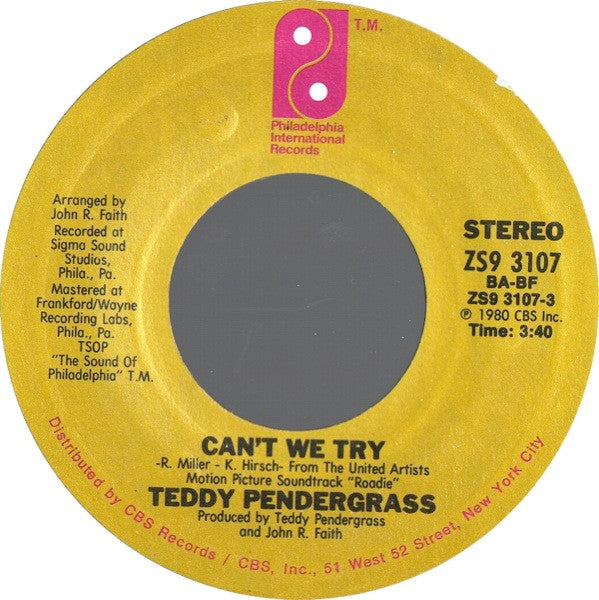 Teddy Pendergrass : Can't We Try / This Gift Of Life (7", Styrene)