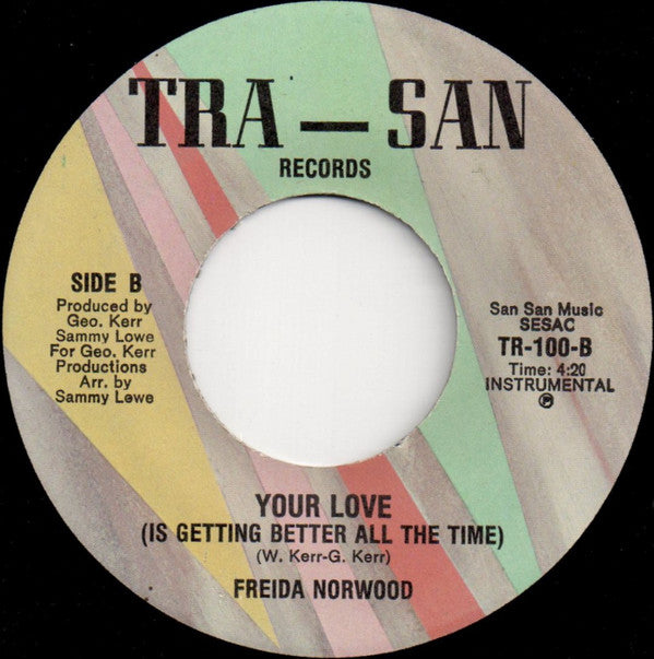 Freida Norwood : Your Love (Is Getting Better All The Time) (7")