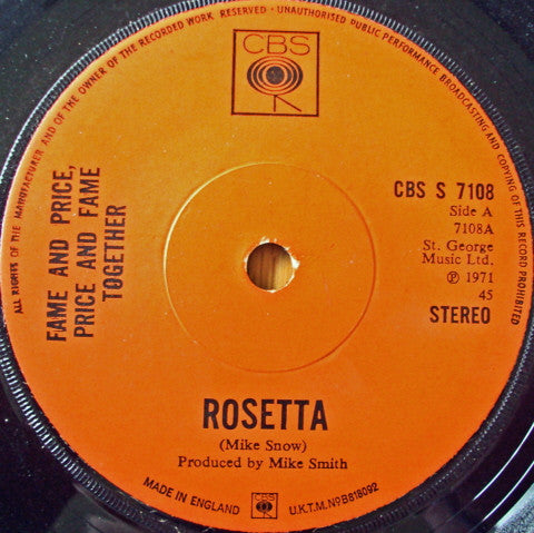 Georgie Fame & Alan Price : Rosetta (7", Single)