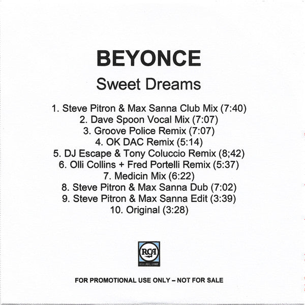Beyoncé : Sweet Dreams (Mixes) (CDr, Promo)