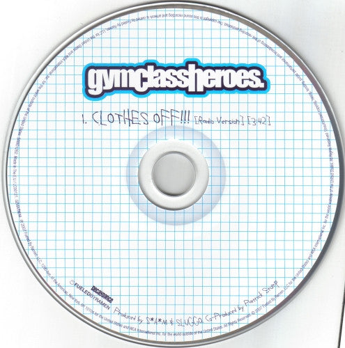 Gym Class Heroes : Clothes Off!!! (CD, Single, Promo)