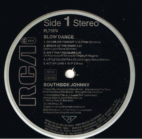 Southside Johnny : Slow Dance (LP, Album)