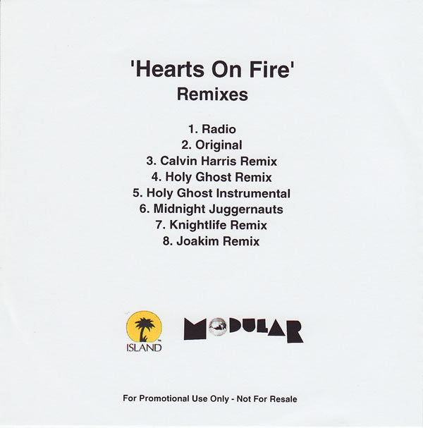 Cut Copy : Hearts On Fire (Remixes) (CDr, Single, Promo)